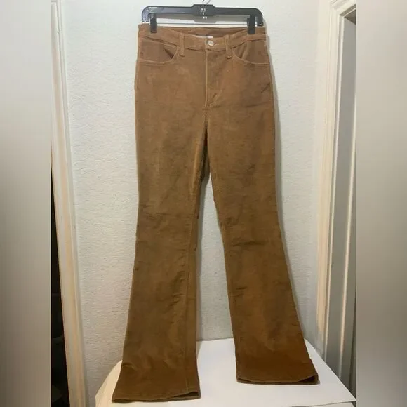 New SPRWMN Corduroy 5 Pocket Micro Flare Mid Rise Pantscamel Brown